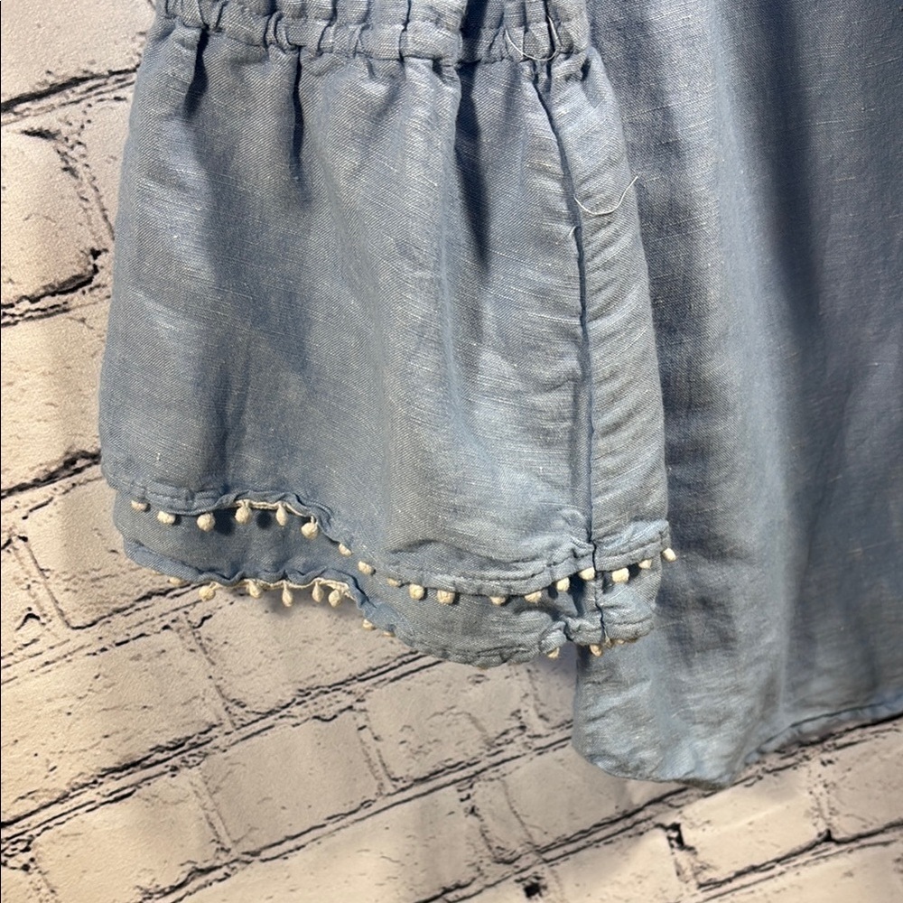 Talbots Blue Smocked Bell Sleeve Blouse with Relaxed Fit - Picture 4 of 6
